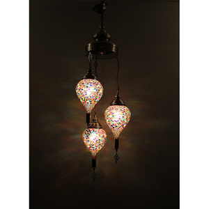 Lámpara de Araña de Cristal Turco con Mosaico de 3 Lazos, con Polea de Sultán, Ahorro de Energía, Certificación CE, 110-240V - Product Image 2