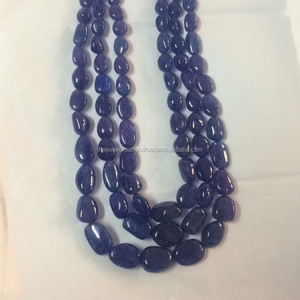 7mm naturel bleu tanzanite lisse dégringolade perles de pierres précieuses brin prix de gros concessionnaire boutique en ligne de pierres affaire fabricant - Product Image 1