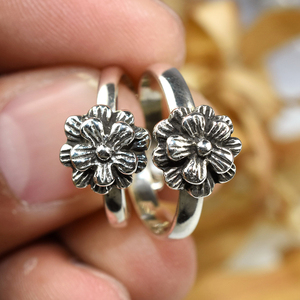 Anillo de Plata de Ley 925 con forma de flor, joyería de plata fina 925 con forma de flor - Product Image 5