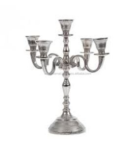 Soporte de aluminio para velas de cinco brazos con pulido de espejo para decoración del hogar y el salón - Product Image 1