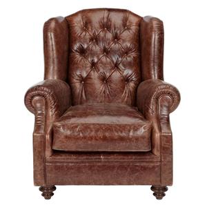 Vintage Leather <b>Arm</b> <b>Chair</b>/Semi-Aniline Leather <b>Wing</b> <b>Chair</b> - Product Image 1