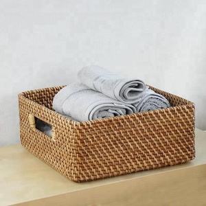 Cesta Rectangular de mimbre tejida, cesta de almacenamiento de mimbre, organizador, necesario - Product Image 2