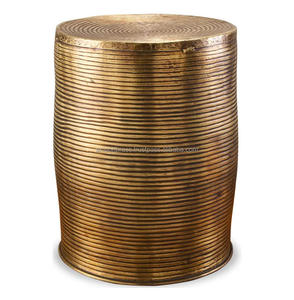 Tabouret cylindrique en métal aluminium Vase décoratif Table d'appoint avec design martelé Tabouret d'appoint en métal pour chambre à coucher Mobilier pour la décoration intérieure - Product Image 3