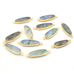 Labradorite naturelle de forme ovale, sertie en argent sterling 925, plaqué or 14 carats, connecteur fait main pour la fabrication de bijoux - Product Image 3