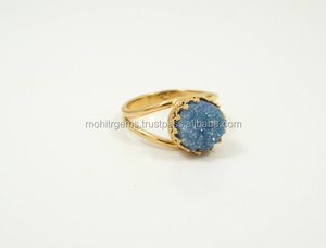 Anillo ajustable de ágata con forma redonda, anillo de corte de cóctel hecho a mano - Product Image 3