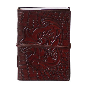 Patrón de piel de cocodrilo en relieve de dragón, diario de cuero genuino, cuaderno, suministros de oficina escolar, libro de sombras, diario envolvente - Product Image 1