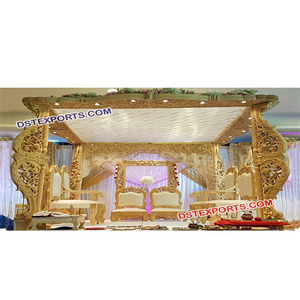 Nuevo Mandap de Madera Tallada, Estilo Moderno, para Bodas, con Color y Tamaño Personalizados, Decoración Duradera para Eventos en EE. UU. - Product Image 1