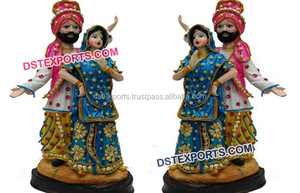Punjabi-Sangeet de cultura, estatuas de escenario, decoración de boda, entrada de fibra - Product Image 2