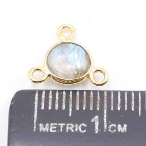 Connecteur en argent sterling 925 plaqué or, forme ronde en labradorite, fabrication de bijoux faits à la main - Product Image 4