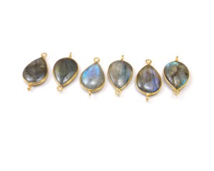 Belle pierre précieuse de Quartz fumé en forme de poire 12x16mm Double caution en argent Sterling connecteur de lunette en métal composants de résultats de bijoux - Product Image 6