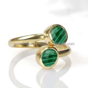 925 argent sterling Malachite vermeil Gemstone Belle bague en argent plaqué or faite à la main - Product Image 1