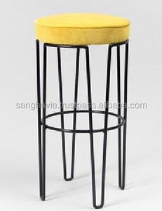 Black Iron <b>Wire</b> Stool with Wooden Top Traditional Design Living Room Decorative Coffee Stool Eco-friendly - Product Image 1