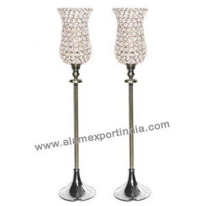 Pieza central de pilar de cristal votivo de huracán de cristal de lujo moderno para boda y decoración del hogar - Product Image 1