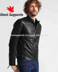 Vente en gros OEM sur mesure à la mode grande taille en peau de mouton agneau veste en cuir manteaux hiver imprimé fermeture à glissière fourrure - Product Image 5