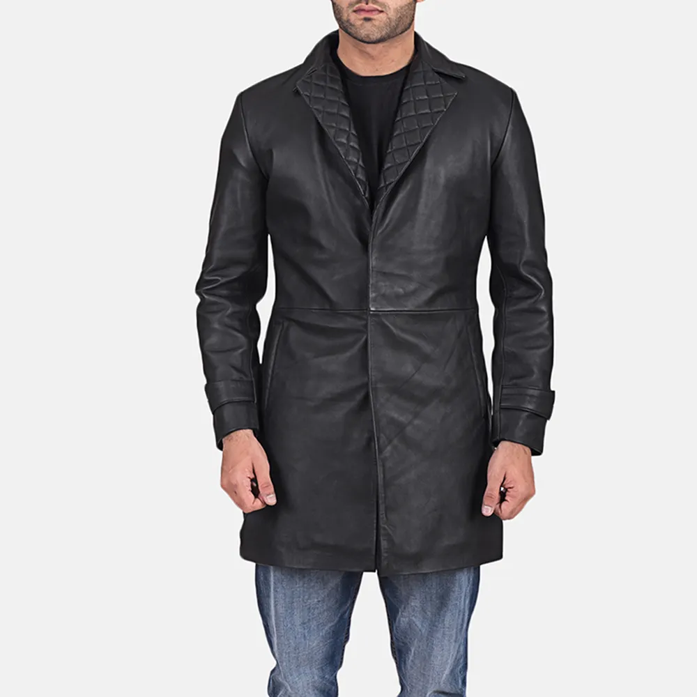 Мужское модное черное пальто из натуральной овечьей кожи Infinity 2021 с застежкой стиль: застежка