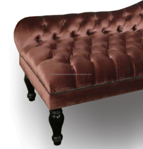 Chaise longue en acajou d'Indonésie - Chaise longue rouge vin, mobilier classique en acajou pour salon - Product Image 5