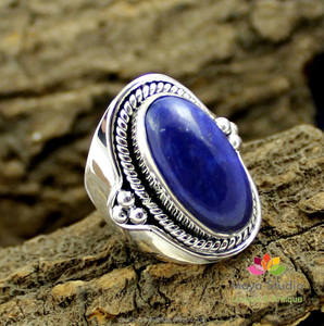 Bague pour homme en argent sterling 925 avec pierre précieuse en lapis-lazuli bleu naturel, bijou de bague, design spécial surprise pour lui - Product Image 1