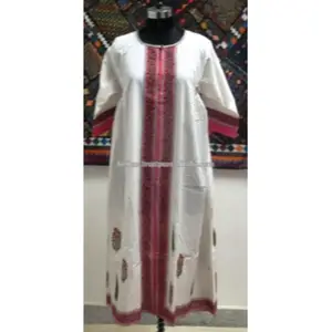 Hippie Block Printed Cotton Dress Women Tunic Loose White Dress Maxi Dress Wholesaler From India