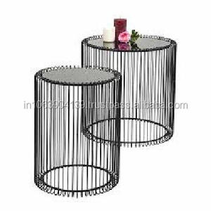 Ensemble de Table basse et tabouret, avec fil de fer intégré, en métal - Product Image 1