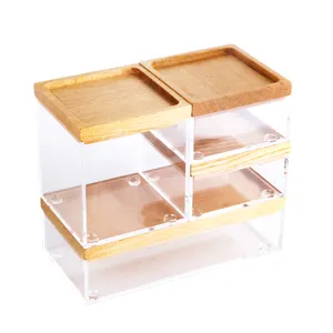 4 sets multipurpose office desk stackable wooden storage box