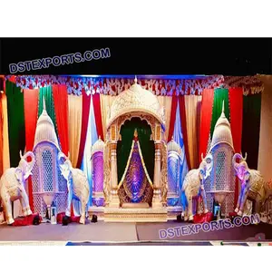 Rajasthani ชุดแต่งเวที,เวทีมุสลิมรีเจนซี่ Walima ชุดตกแต่งเวทีวัดราชวังสไตล์งานแต่งงาน