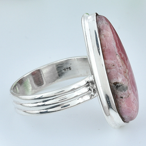 Poire Forme Rhodochrosite Gemstone 925 Bague En Argent Sterling Bijoux À La Mode Plaqué Argent Anneau À La Mode pour Unisexe - Product Image 3