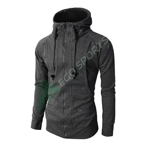Men's Full Zip Hooded Sweatshirts Fashionable Fleece Jacket Jersey Slim Fit Hoodie Long Sleeve Solid Hooded Coat Casual Wear
