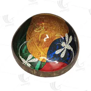 Handmade Lacquer coconut shell bowl 100% made in Vietnam / hand painted lacquer bowl