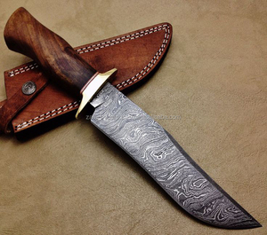 Personalizado hecho a mano con Damasco Bowie caza cuchillo mango de madera (ZR72) - Product Image 1