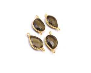 Cuarzo ahumado Piedra preciosa Chapado en oro Fabricación de joyas Bisel Conector natural 925 Bisel Conector de piedra natal - Product Image 5