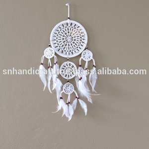 Attrape-rêves au crochet, couleur blanche, fait main, pour le bonheur - Product Image 1