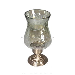เชิงเทียนแก้วโลหะทำมือเชิงเทียนที่ใส่เทียนทำด้วยมือที่ทำจากแก้วเคลือบสีเงินแบบโบราณ - Product Image 1