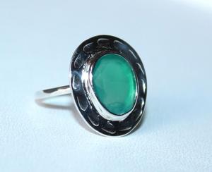 Anillo de plata esterlina de crisoprasa natural 925 mayorista y fabricante de joyería de plata hecha a mano sólida de la India - Product Image 2