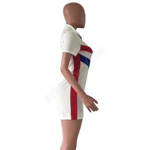 Combinaison une pièce pour femmes Tenue décontractée Style fermeture éclair frontale et col rabattu Manches courtes pour femmes Tenues d'été col V - Product Image 2