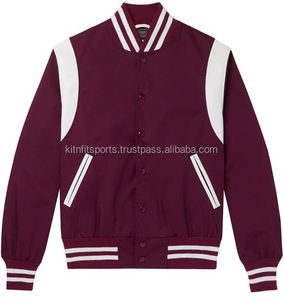 2025 granate/blanco lana Letterman Varsity chaqueta de talla grande estilo Casual algodón relleno bordado transpirable impermeable invierno - Product Image 1