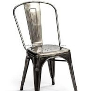 Silla de comedor de metal de hierro vintage industrial con diseño antiguo y rústico para aplicaciones de comedor de hotel - Product Image 1