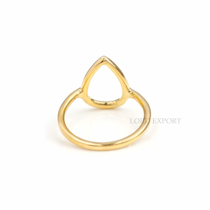 Anillo de Plata de Ley 925 Maciza con Baño de Oro de 18k y Piedra de 7x9 mm para Mujer, Joyería Fina al por Mayor, Fabricantes de Joyería - Product Image 3