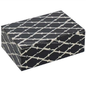 Caja de regalo de almacenamiento con incrustaciones de hueso de madera de diseño antiguo, adorno elegante para muebles de sala de estar con diseño de joyero con incrustaciones de hueso - Product Image 4