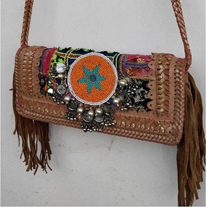 Stylish <b>Vintage</b> Indian Ethnic Clutch <b>Purse</b> for Women with Zipper Closure Hand Embroidery Cotton Fabric and Boho Design - Product Image 1