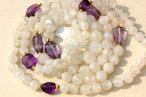 ร้อนขายมูนสโตนอเมทิสต์108สร้อยคอลูกปัดมาลาแฮนด์เมดศิลปินอินเดียสร้อยคอลูกปัด - Product Image 6