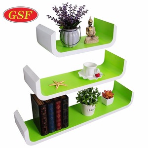 MDF floating storage decor set of three U shaped wall mounted book shelf wall mounted book shelf