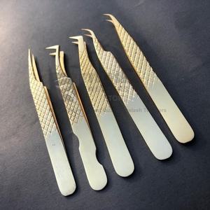 แหนบต่อขนตาปลอมชุบทอง24K ทำจากสแตนเลสออกแบบโลโก้ได้ตามต้องการ - Product Image 3