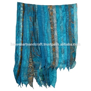 <b>Vintage</b> <b>Silk</b> Multi Color Sari Dupatta Indian Sari Patches Reversible <b>Scarf</b> Colorful Striped <b>Scarf</b> <b>Vintage</b> <b>Silk</b> Panel Sari <b>Scarf</b> - Product Image 3