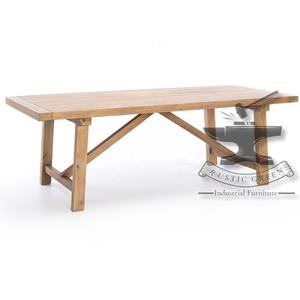 Mesa de comedor industrial vintage antigua de madera rústica - Product Image 1