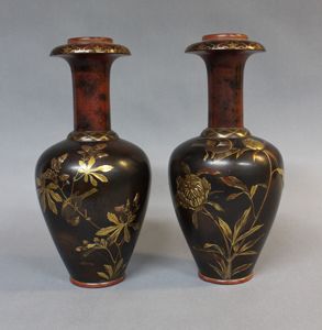 Lacquer Art <b>Vase</b> Pair <b>Set</b> of 2 Pieces - Product Image 5