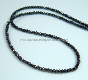 16,00 Ct 15 "Collar de hilo de cuentas facetadas de diamantes negros naturales - Product Image 1