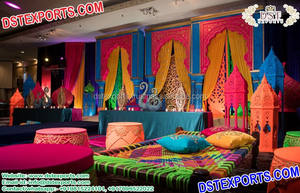 การตกแต่งงานแต่งงานแบบกูจาราตีที่น่าดึงดูดใจ การตกแต่งงานเมห์นดีและงานสันจีต การตกแต่งเวทีงานแต่งงานแบบเอเชีย การตกแต่งเวทีเมห์นดี - Product Image 3