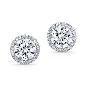 Auténtico oro blanco Casual Wear Stud Pendientes Elegantes Pendientes de diamantes - Product Image 1