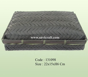 Venta al por mayor de bambú natural tejido cesta de almacenamiento con tapa artesanía cesta de ratán para embalaje de regalo - Product Image 5