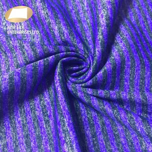 Purple glitter stripe nylon polyester blend spandex fabric for t shirt